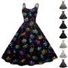 Women's Halloween Print Sexy Off-The-Shoulder Punk Vintage Dress