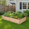 8x4 Ft Wood Raised Garden Bed Durable 15 Inch Depth Planter Box for Vegetables Herbs and Flowers Ideal for Outdoor Gardening wi