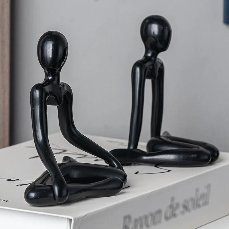 Nordic Light Luxury Style Abstract Figure Home Decoration Ornaments Sitting Posture Statue Crafts Desktop Decor Artworks