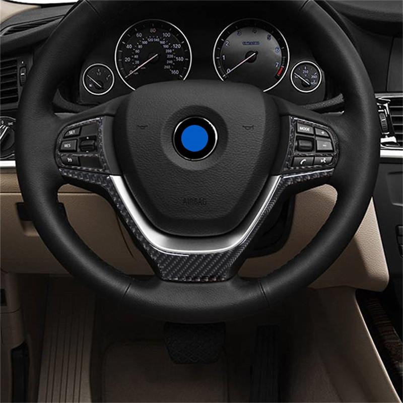 Kolfiber Interiör Bil Rattknappar Ram Trimskydd Dekaler För BMW X3 F25 X4 F26 2011-2017 Biltillbehör