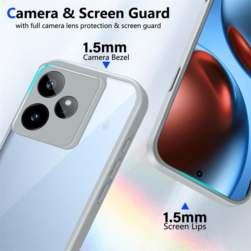 Realme GT7 5G RMX6688 Case Plating Silicone Bumper Shockproof Clear Back Cover Hard Phone Case for Realme GT7 RealmeGT7 RMX6688