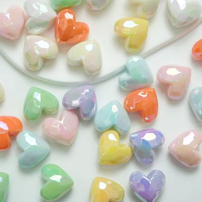 Bijuterii acrilice 19 * 16,5 mm materiale accesorii inimă mărgele vrac tăiate dragoste mărgele macaron 5 buc telefon mobil lanț piersică mărgele brățară DIY