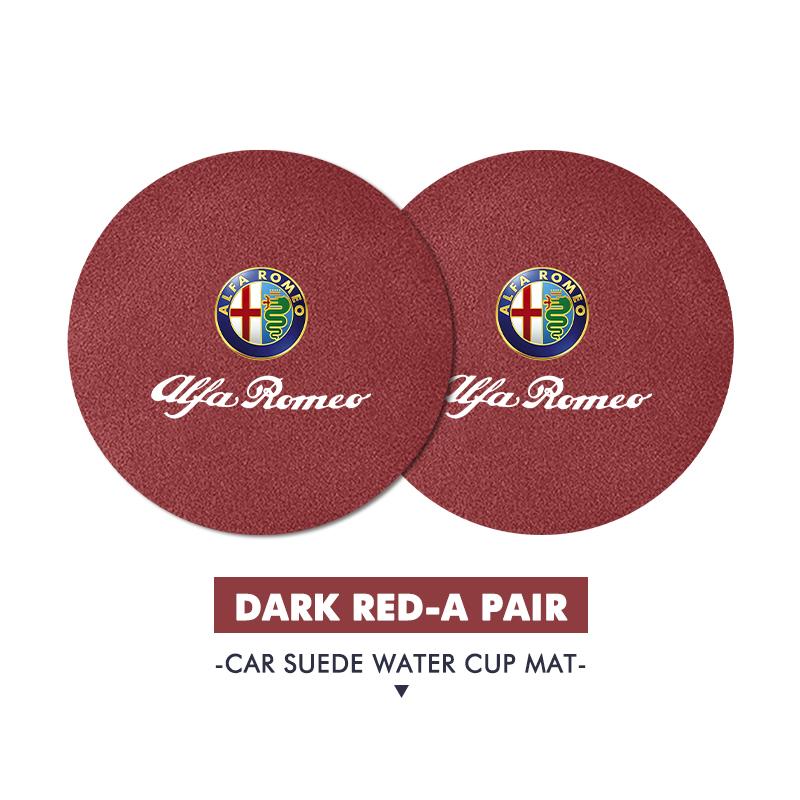 Car Stickers 2pcs Car Coaster Anti Slip Mat Water Cup Pad Accessories For Alfa Romeo GT Stelvio F1 Brera Volante Tonale Gloria D QA4