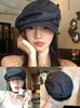 One Hat and Five Wearing Retro Cotton and Linen Octagonal Cloud Hat Summer Color Button Forward Hat Show Face Small Beret