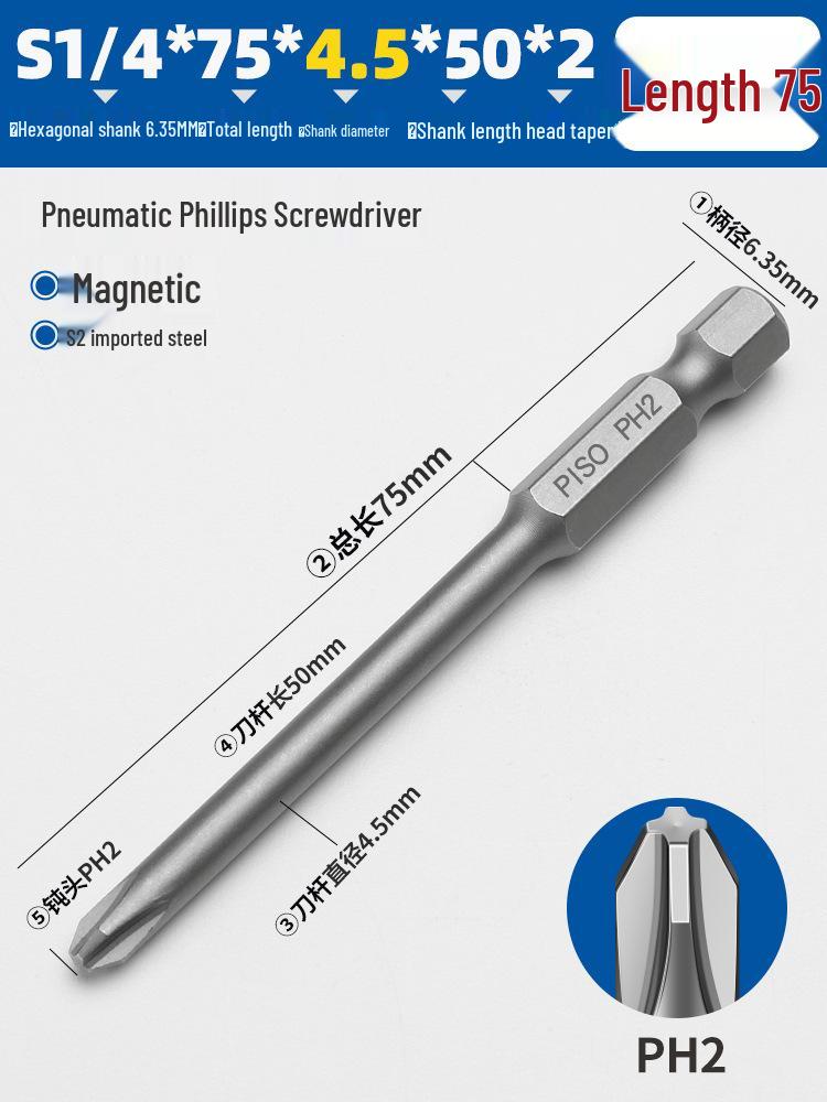 Hexagonal Magnetic Pneumatic Air Screwdriver, S2 1/4 Electric Bit Set