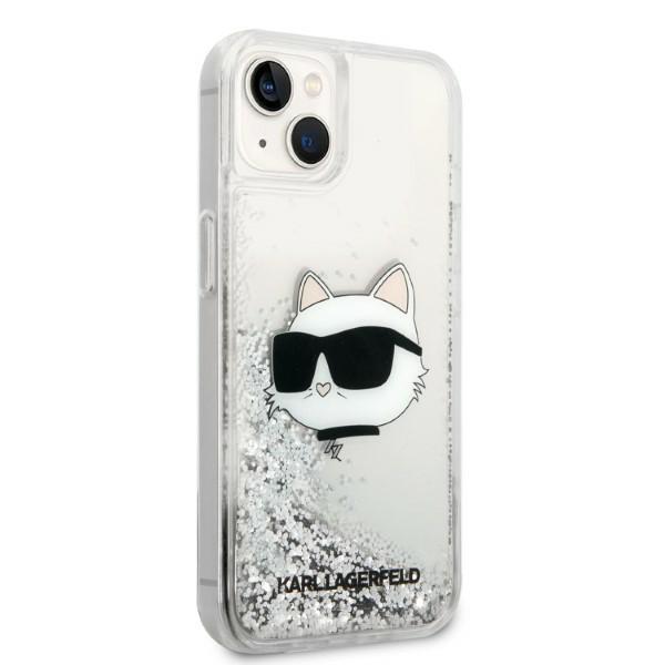 Etui Do iPhone 14 Plus Karl Lagerfeld Glitter Choupette Srebrne