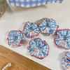 Korean Style Red & Blue Color Block Plaid Hair Tie – Cute Childlike Large Scrunchie
