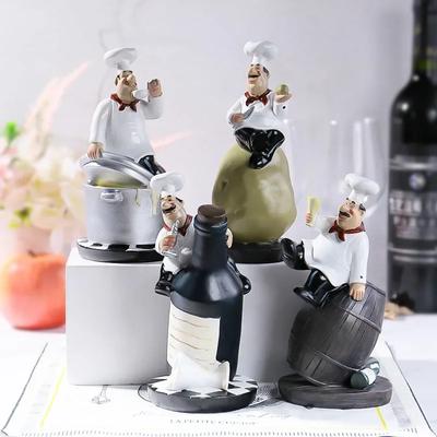 Figurka dekoracyjna szefa kuchni w stylu francuskim, ozdoby 3D z żywicy, wystrój domu dla smakoszy, dekoracje kuchenne, kolekcjonerskie na parapetówkę