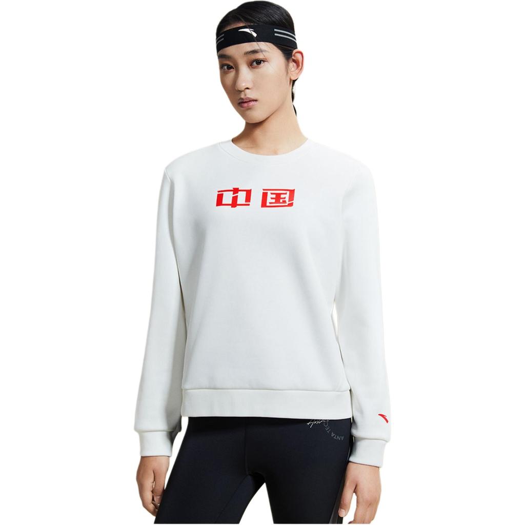 ANTA Variety Training Collection Sweatshirts Women's White Crew Neck Moderate Regular Unisex 162247713-4