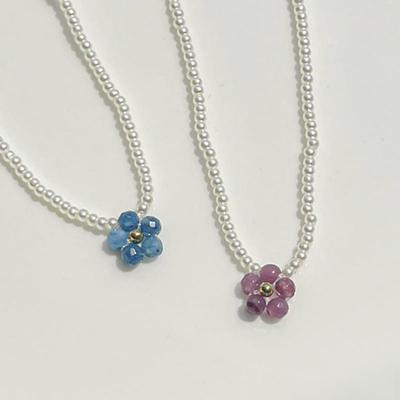 Collier SOSOO Fleur Pierre Précieuse Perle