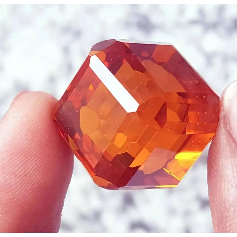 Fabulous Brazilian Orange Topaz A+ Natural Cube Cut 94-96 Ct Certified Gemstone
