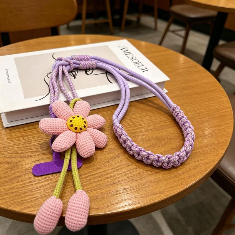 1Pcs Crossbody Long Rope Lanyard Rope Creative Cartoon Flower Phone Universal Lanyard Decorative Pendant Accessories