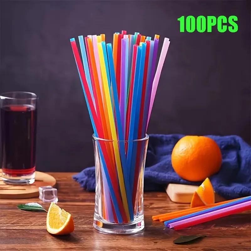 Plastikstrohhalme Flexible Kunststoffstrohhalme für Saft Cocktail Trinkhalme Mehrfarbig Küche Party Plastikstrohhalm