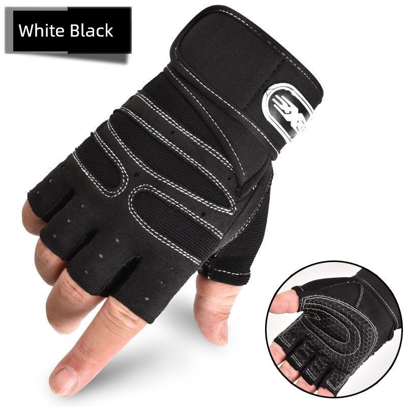

Half Finger Gloves Men Sports Fitness Fishing Outdoor Cycling Non-Slip Band Wristband Breathable Gloves Wrist Strap Dumbbell Wrist Bracer Black and White Line Half Finger M