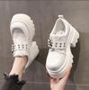 Fashion 10cm PU Leather Boots Autumn Female Platform Wedge Flats Breathable Women Boots Casual Spring Pumps Mary Jane Shoes