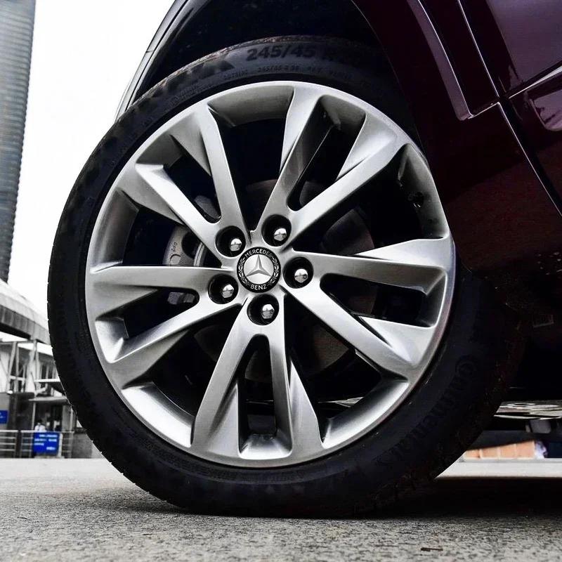 4Pcs 56mm Aluminum Emblem Car Wheel Center Hub Caps Sticker for Mercedes Benz B/C/E/S Class A Class C200L GLC GLK New CLA GLA AIJ5
