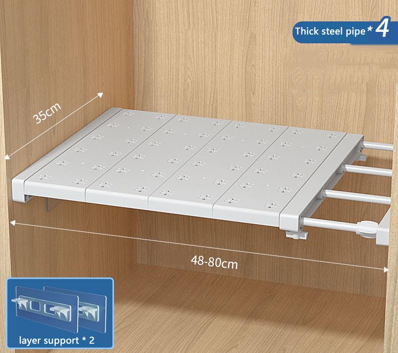 Adjustable Wardrobe Storage Shelves Wall Mounted Partition Layered Rack for the Wardrobe Closet Bathroom Retractable Organizer