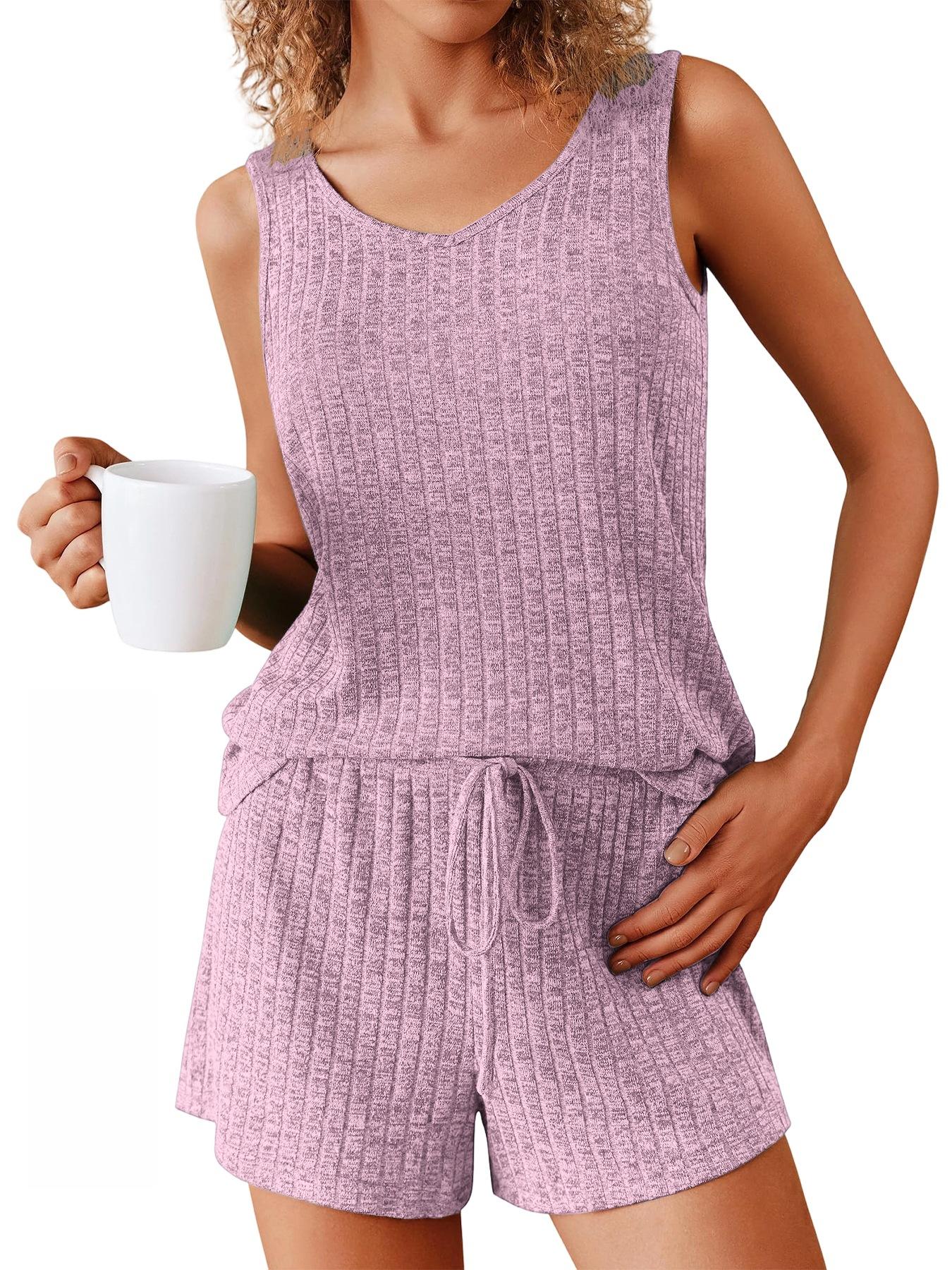 Europe, America, cross-border Amazon explosion 2026 summer new solid color vest shorts casual fashion knitted suit women S