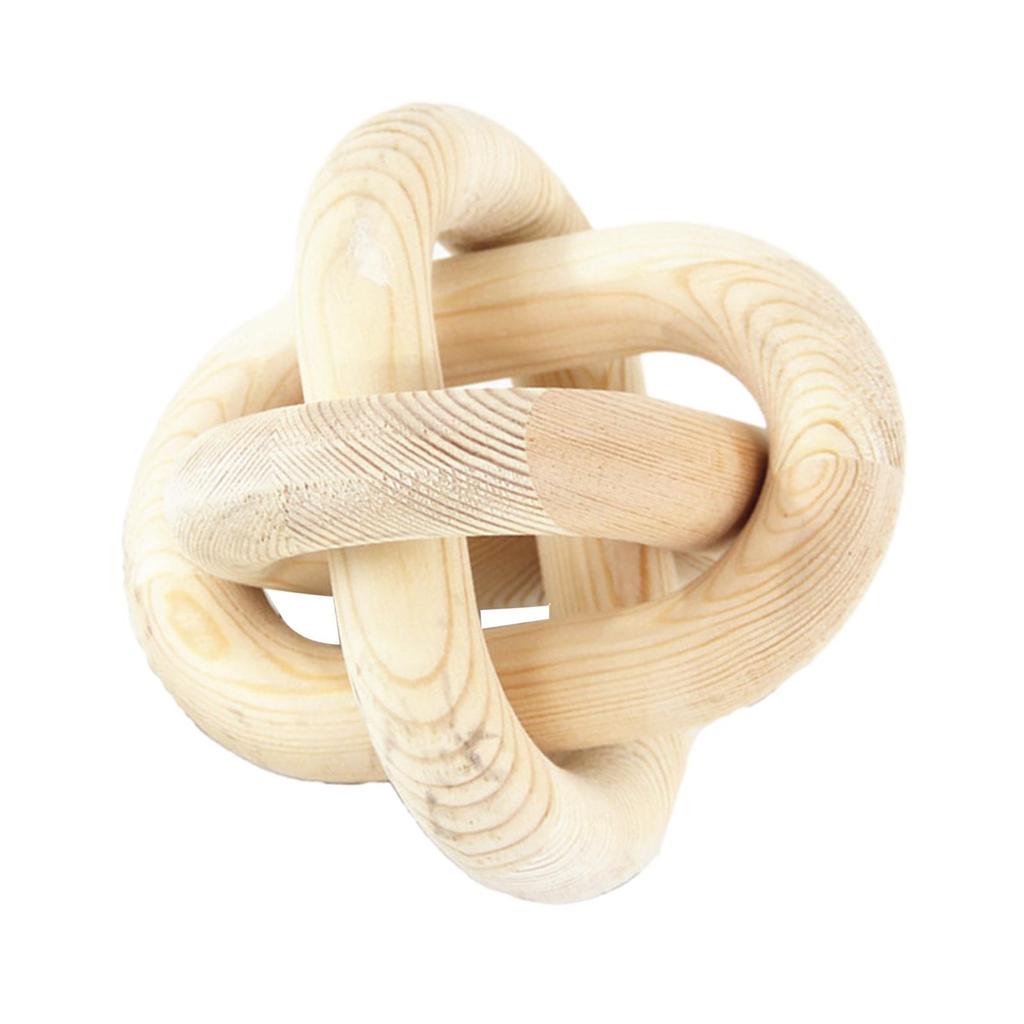 Wood Chain Ornaments 3 Link Wooden Knot for Home Farmhouse Hand Carved Accessory Collection Living Room Decor Handmade