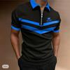 Casual Lapel T-shirt Young Men's Fashion Zipper T-shirt Short Sleeve T-shirt Men's 3D Boutique Horizontal Bar Men's Short Sleeved Shirt Print T Shirt