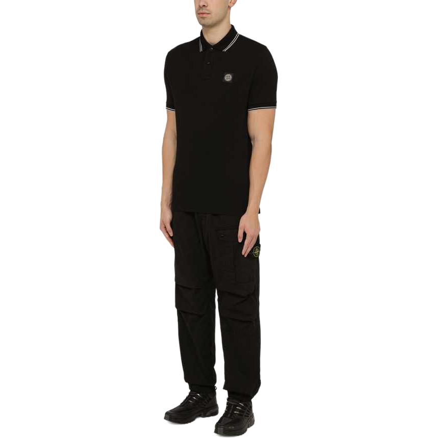 STONE ISLAND Compass Patch Logo Poloshirt Schwarz Herren Oberteile 80152SC18-A0029
