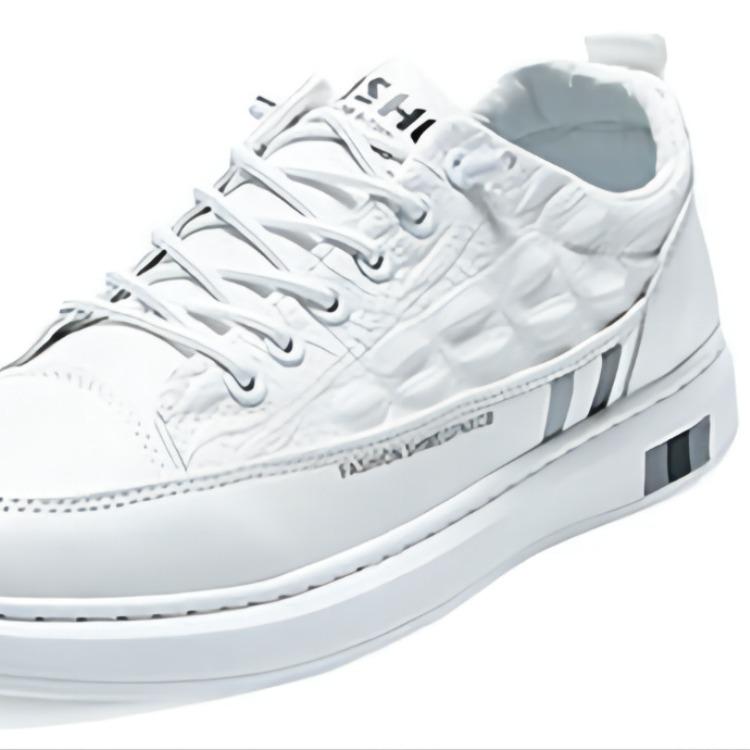 Board Shoes, White Shoes, Men's Crocodile Pattern Leather Shoes, Autumn New Men's Versatile Casual Shoes, Soft-soled Non-slip Shoes Tide
