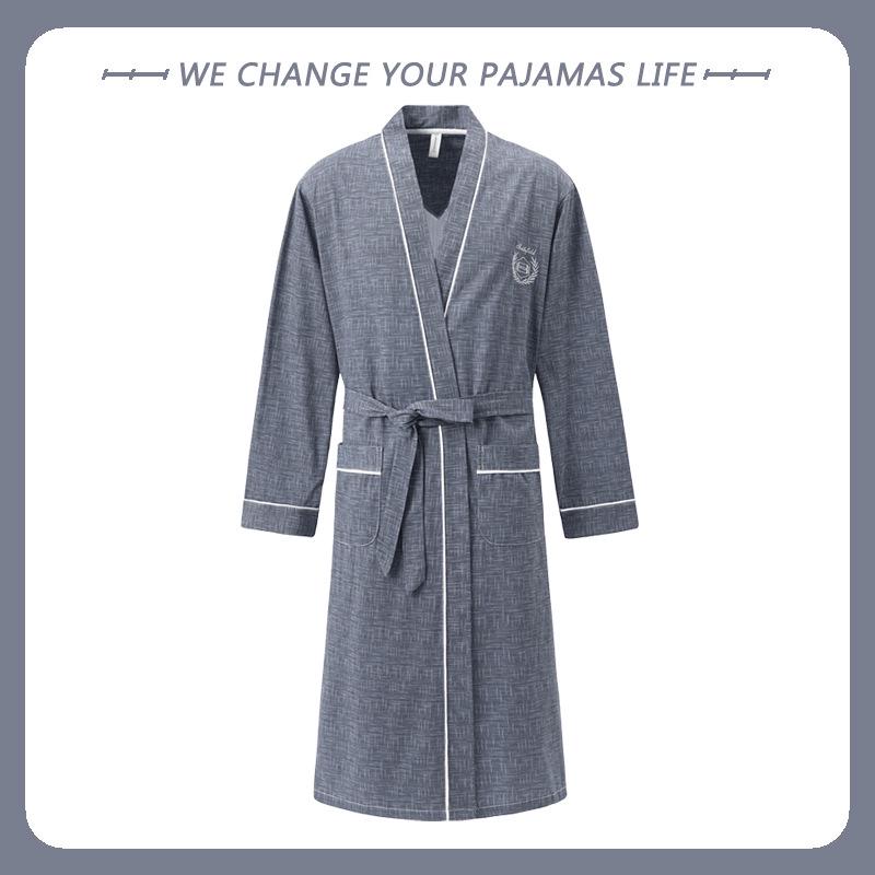 Men's Arctic Velvet Long-Sleeved Cotton Bathrobe - Spring & Autumn Style, Mid-Length, Plus Size, Youth Homewear