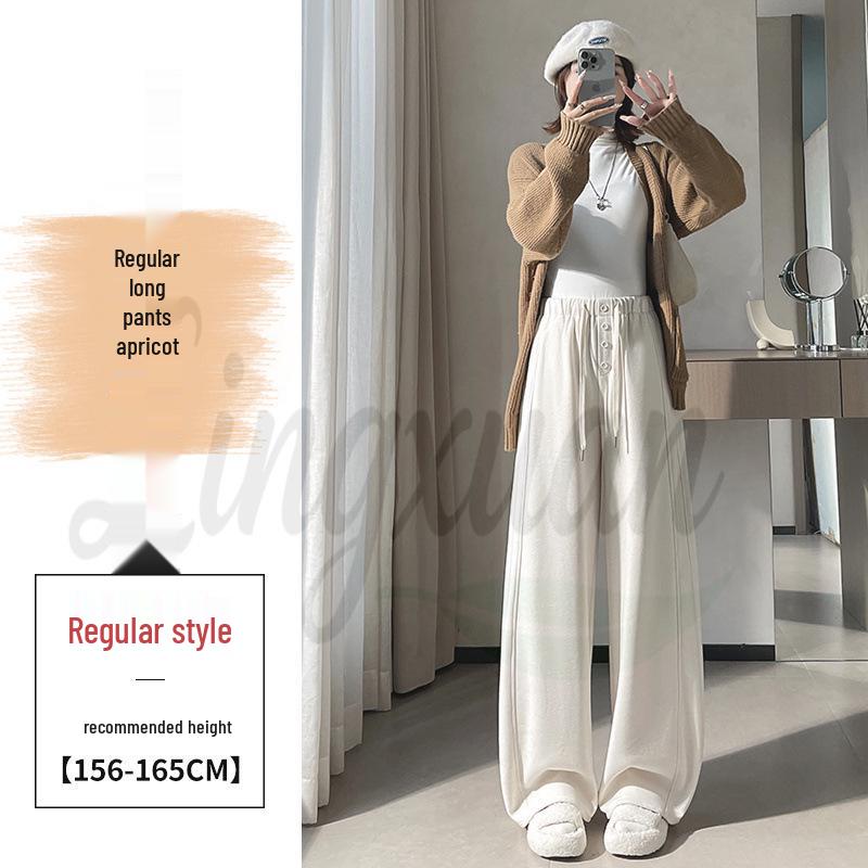 

2026 Autumn/Winter Curved Knife High Waist Cashmere Wide-Leg Pants for Women 2X Large