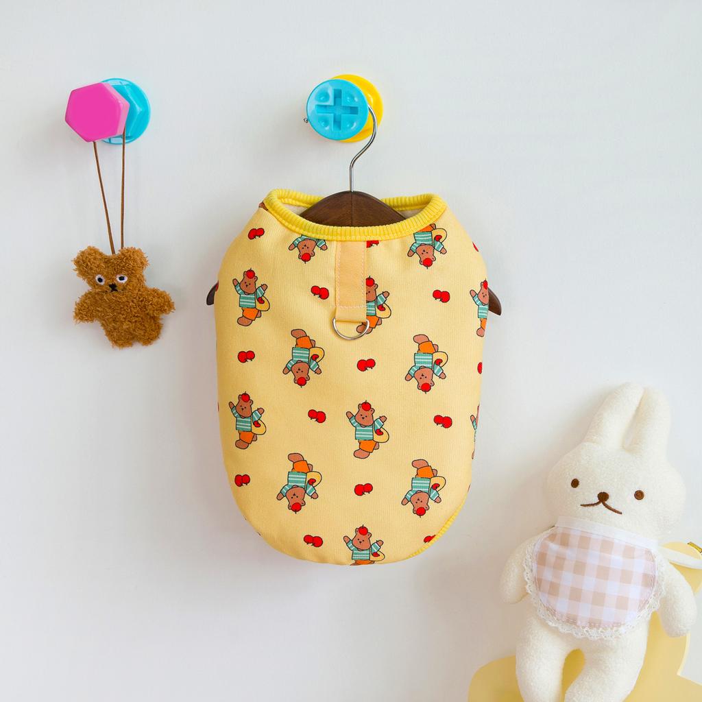 Pet Ice Cream Colored Coat Suitable for Small Dogs and Cats To Wear In Autumn and Winter Warm Comfortable Printed Bear Vest