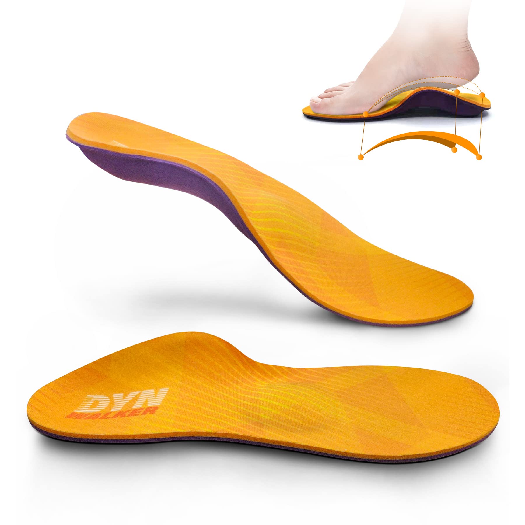 

DynWalker Metatarsal Shock Plantar Flat Bow Corrective Arch Standing Memory Ergonomic Men and Size M Insoles, Absorption, Fasciitis, Feet, Legs,
