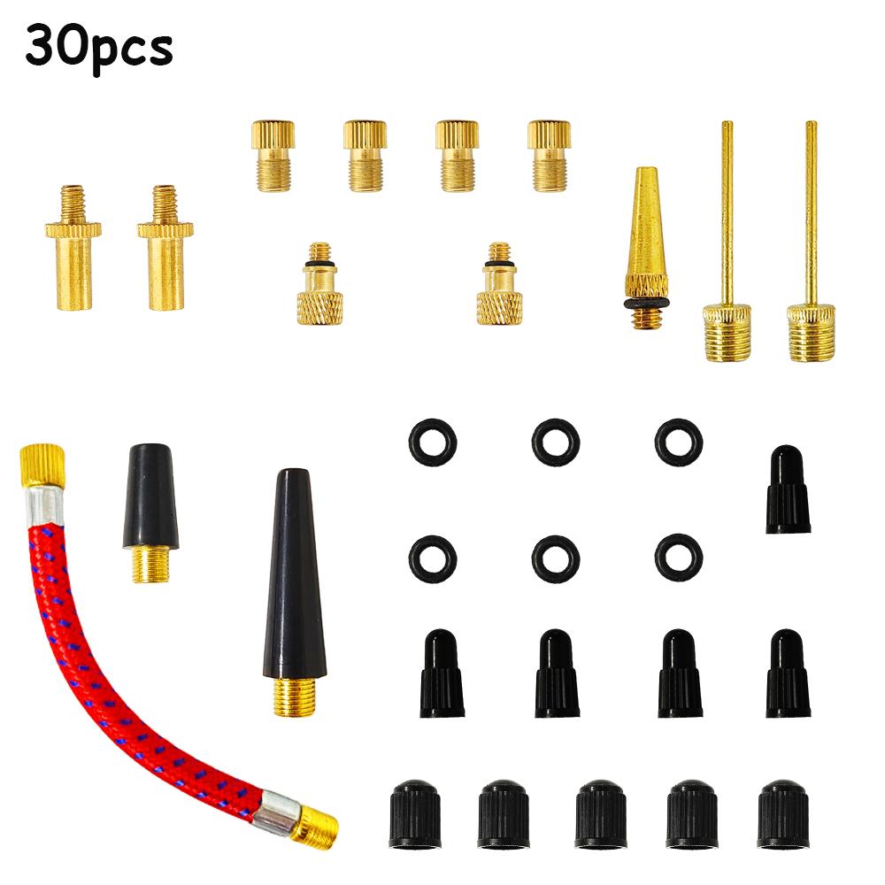 30pcs Bicycle Tire Inflatable Tube Needle Air Hose Adapter Kits Bike Repair Tools Connector Pump Bike Tyre Accessories 16pcs set-B