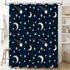 Starry Night Moon Star Print Shower Curtain Waterproof Bath Decoration for Home Decor Navy Blue White