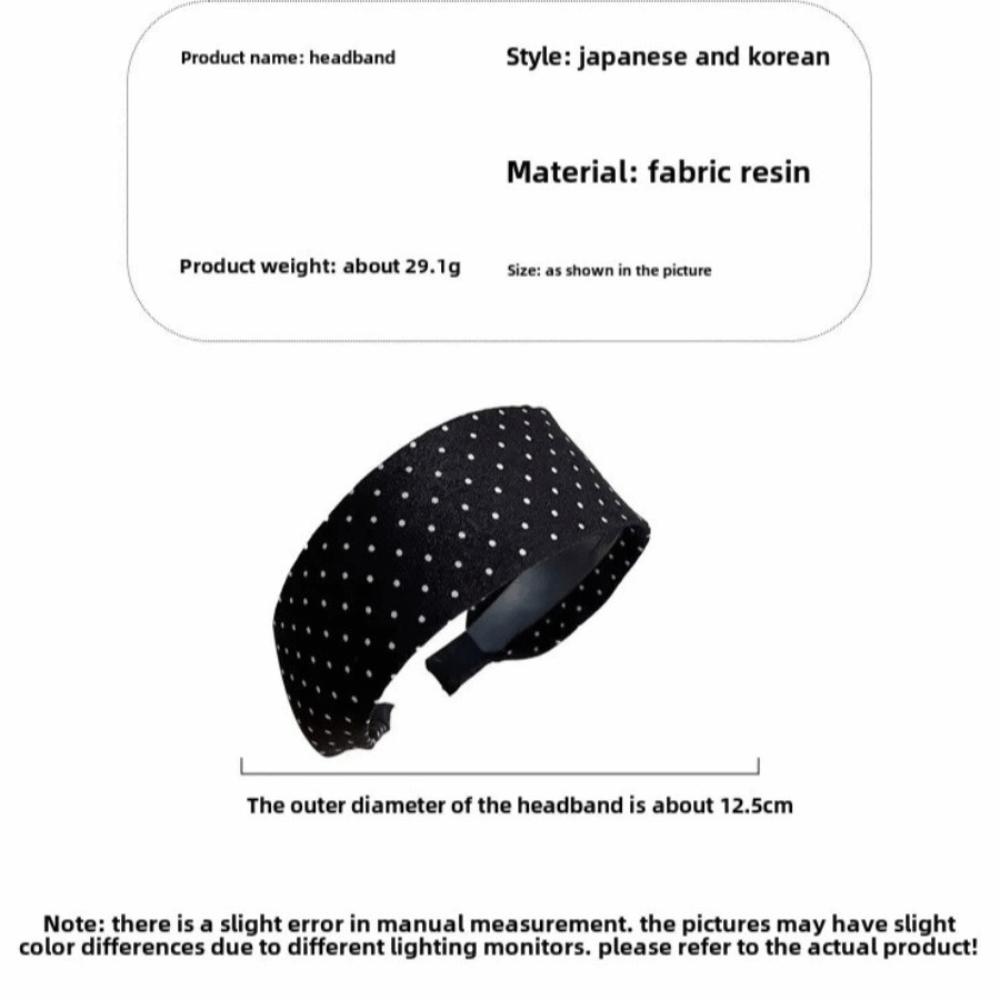 Retro Polka Dot Wide Edge Headband Wide-Edge Retro Style Polka Dot Headband Black White Hair Hoop Hair Accessories