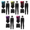 4-Piece Girls Gymnastics Dance Set Sleeveless Color Block Leotard with Rhinestone Shorts Leggings Hair Band