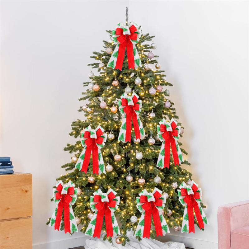 Red Christmas Bows Outdoor Decorations Large Christmas Tree Top Bow Velvet Wreath with Glitter Gold Edge Front Door Decoration