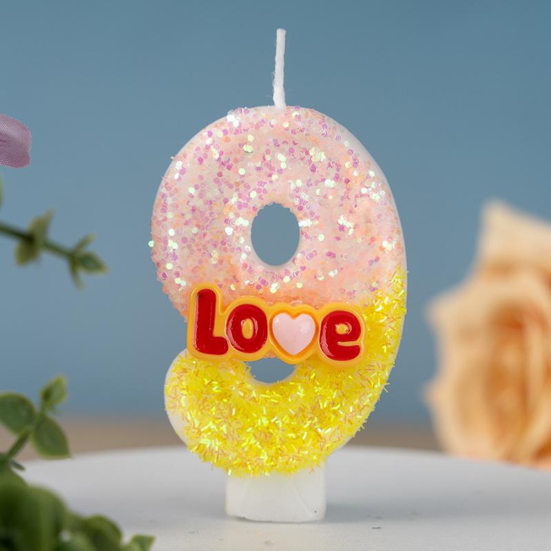 

Sequin LOVE Series Digital Birthday Candle Cake Party Decoration First Birthday Celebration 9