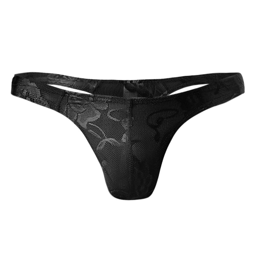 Men's Sexy Mesh Lace Transparent Underwear Sexy Transparent Low Waist Briefs