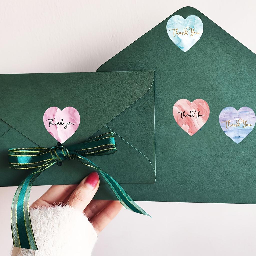 500 Stickers/Roll Ins Style Multicolor Thank You Self-Adhesive Roll Stickers, Simple Heart/Shape Suitable for Gift Wrapping Boxes, Envelopes