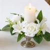 Artificial Floral Wreath for Front Door Realistic Large Rose Lily Flower Wreath with Leaves for Spring Valentine's Mother's Day Wedding Home Decor