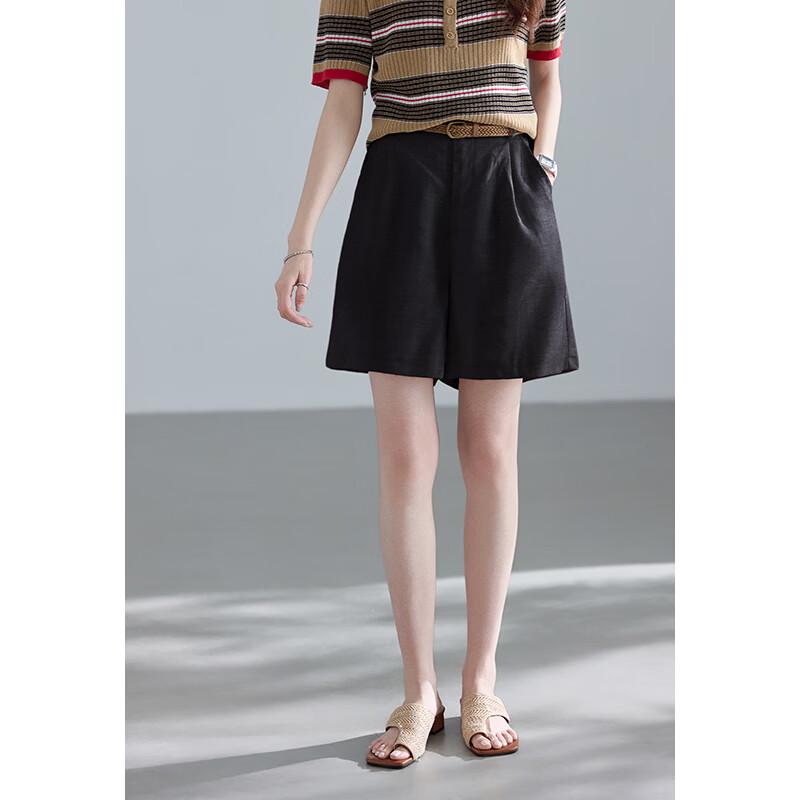 

VICTORIA&VERA Old Money Style Linen High-Waisted Casual Shorts M