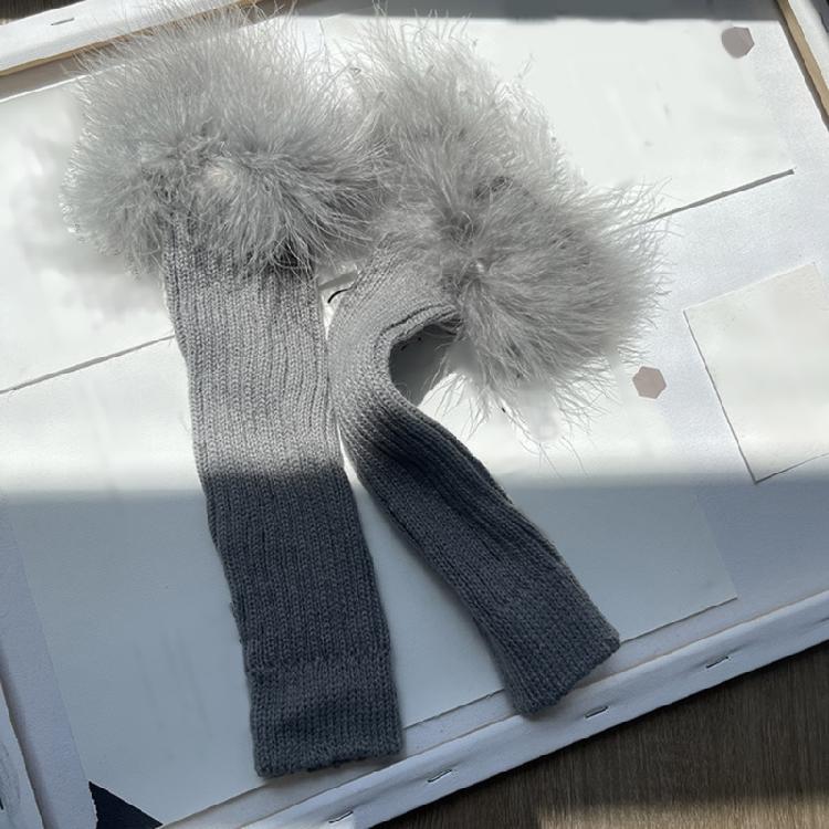 Punk Sleeve Feathered Gloves Wrist Warmer for Costume Party Short Mitten