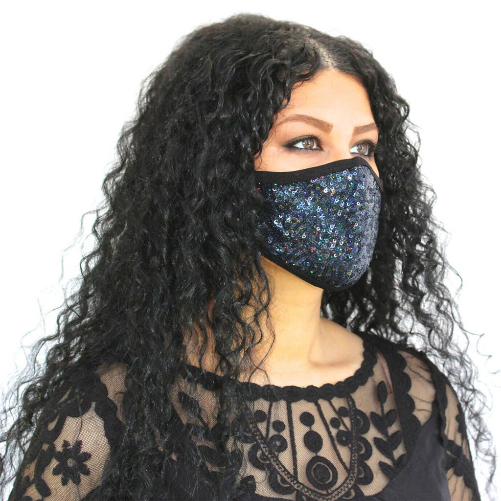 Women Sequins Cotton Mask Washable Breathable Mask Festival Mask