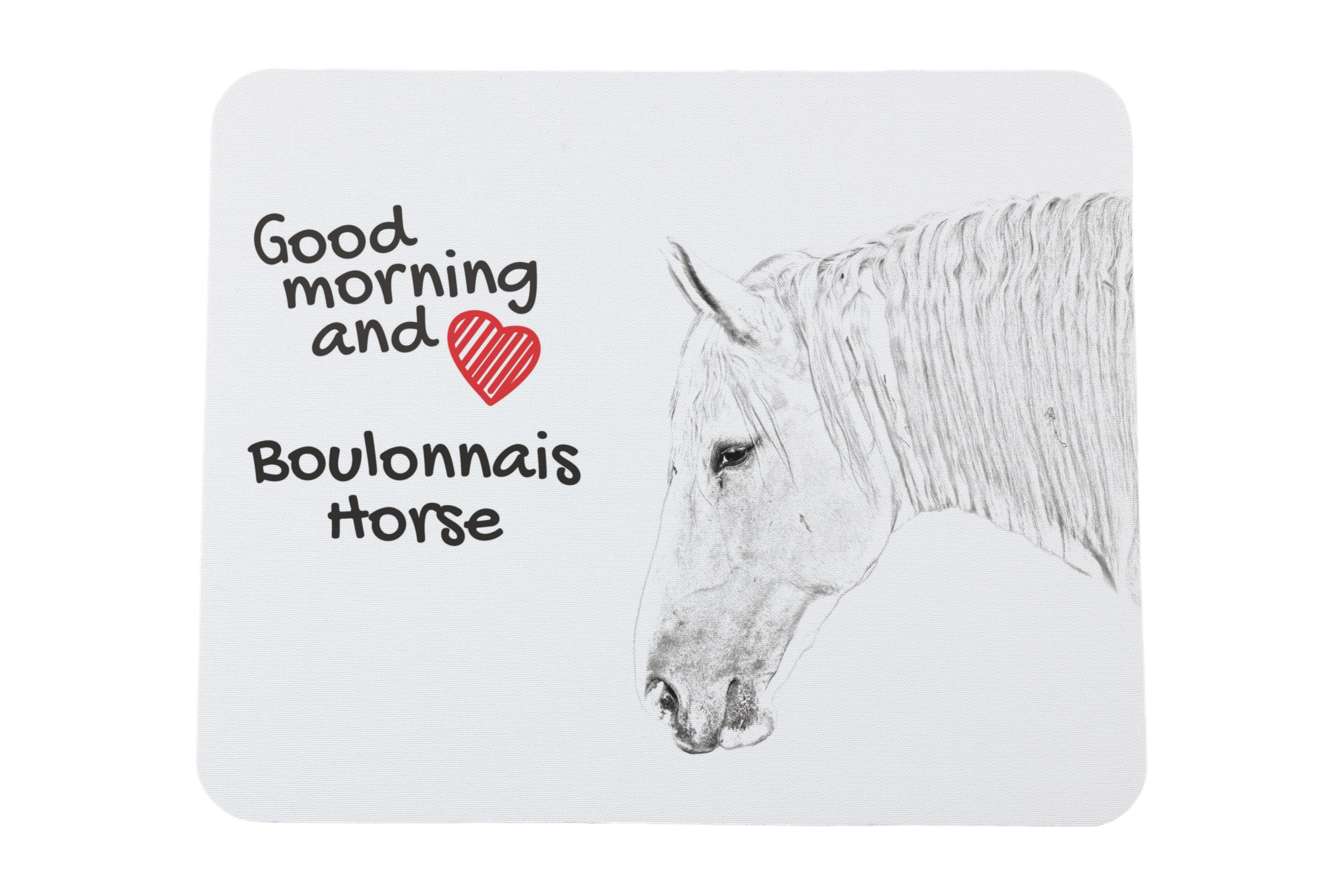 

Boulonnais Horse - килимок для мишки з принтом, персональний килимок з конем, унікальний гаджет для офісного працівника від бренду Art-Dog білий