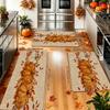 1Pcs Anti Fatigue Kitchen Rugs Pumpkin Falling Leaves Print Waterproof Non Slip Thick Cushioned Kitchen Mat Heavy Duty Comfort