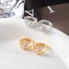 Korean Minimalist Zirconia Four-Petal Flower Earring Backs with Rhinestones