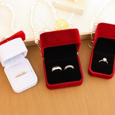 Pearl Pets Collars Ring Box Bow Jewelry Box Jewelry Organizer Wedding Couples Rings Box  Propose