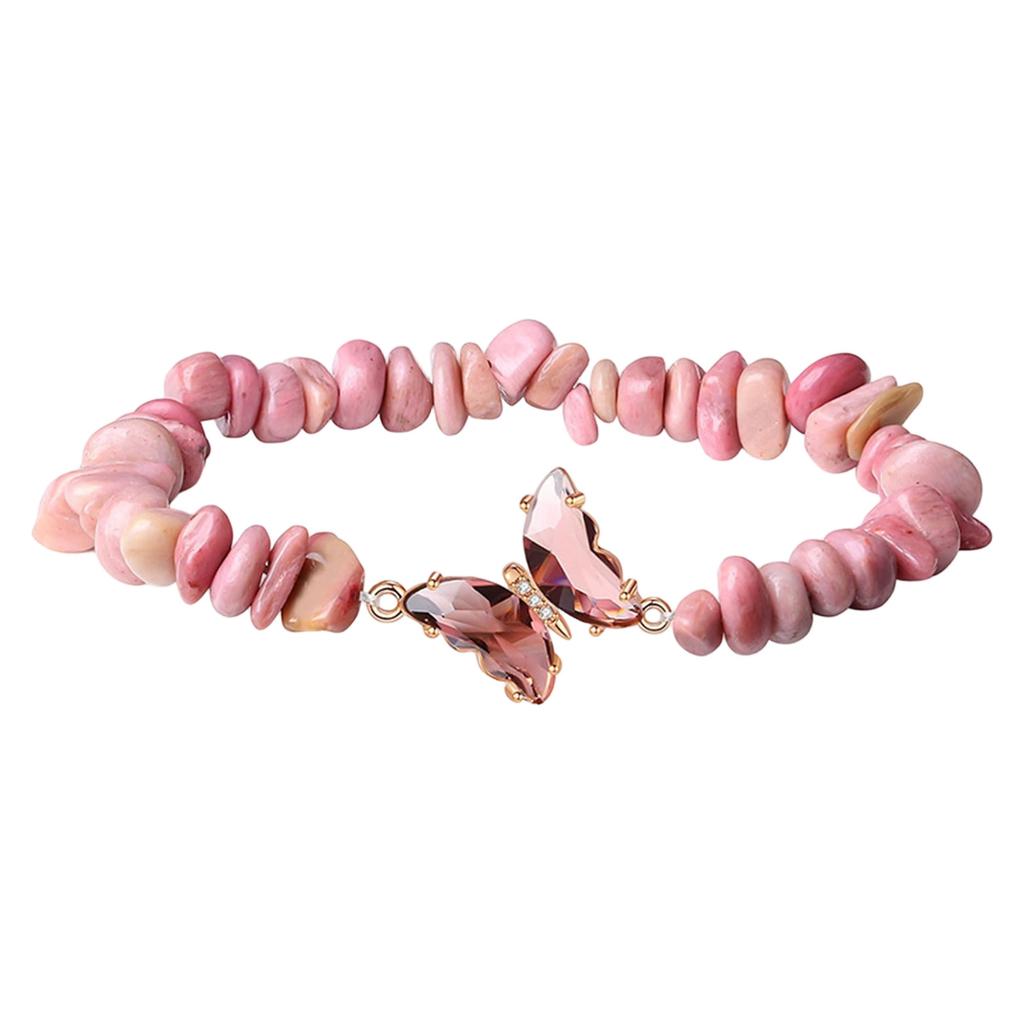 Natural Crystals Stone Bracelet With Butterfly Charm Adjustable Design Healing Energy Jewelry For Relaxation