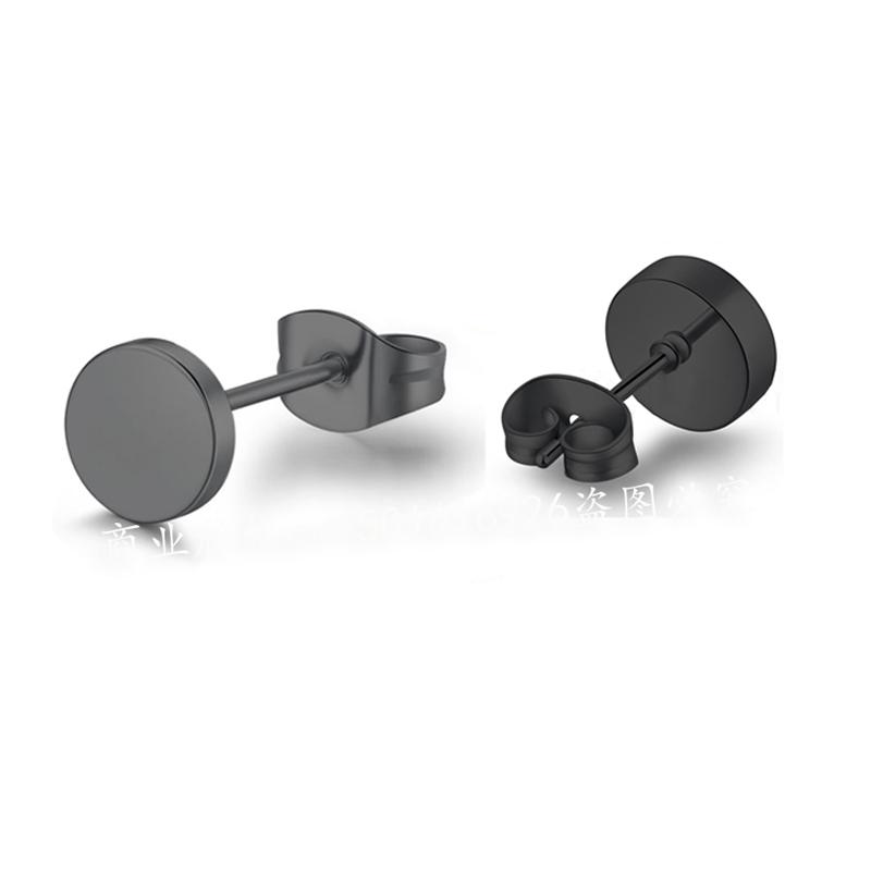 New Titanium Steel Stud Earrings for Men Women Stainless Steel Round Black Punk Ear Studs Best Gift Jewelry Accessories