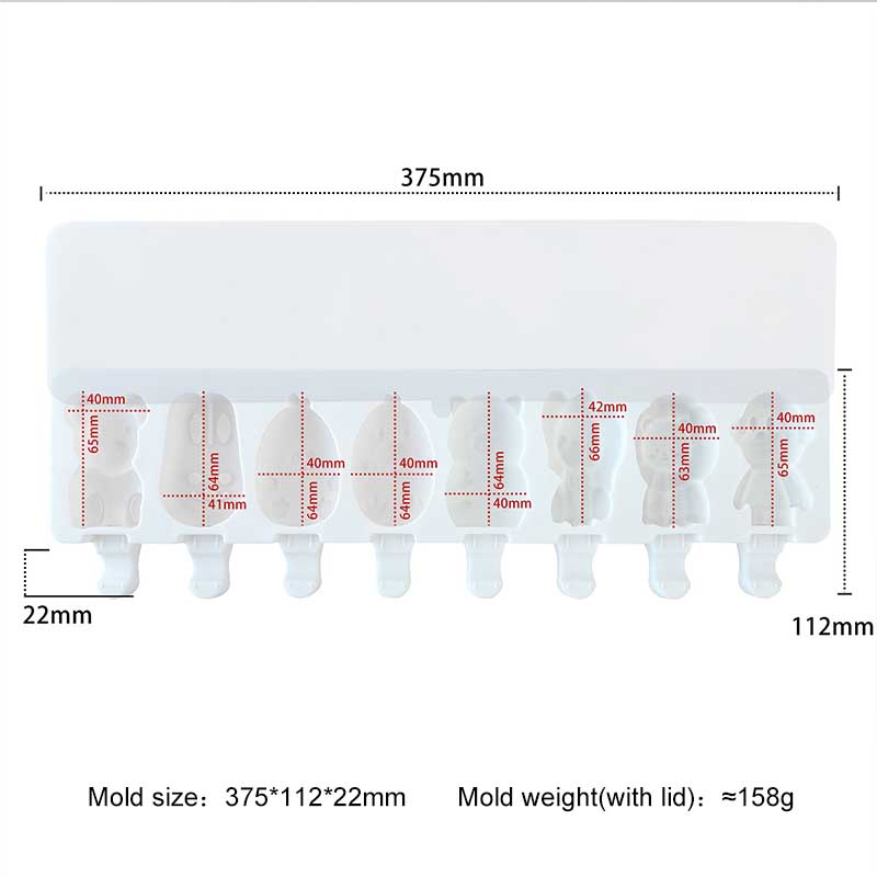 

DIY 8-Cavity Cartoon Animal Geometric Fruit Form Ice Cream Food Grade Silicone Mold Homemade Popsicle Ice Lattice Ice Pop Molds