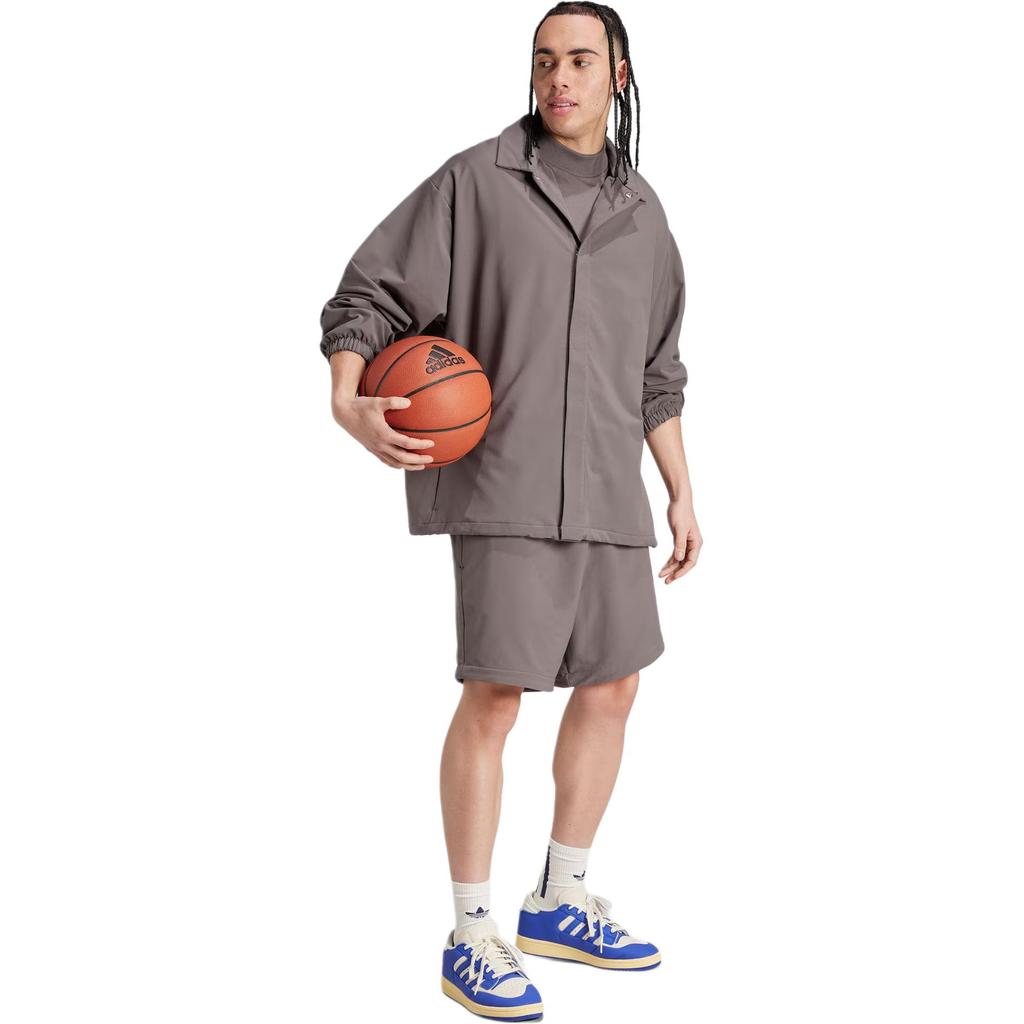adidas 2024 Koleksiyonu Bölüm 02 Harf Logo Polo Yaka Gizli Düğme Ceket Unisex Ceketler Kömür Grisi IW1635